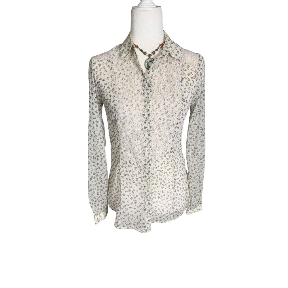 Free People Semi-Sheer Lace Panel Top – XS